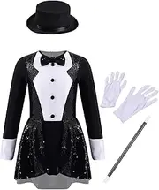 [Jugaoge] Kids Girls Magician Costume Magic Trick Show Performance Costume Circus Ringmaster Cosplay Outfits