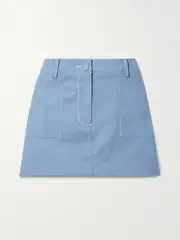 [ANNA QUAN] ANNA QUAN - Shana Cotton-blend Twill Mini Skirt - Light blue - UK 14 UK 14 Blue