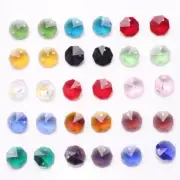 Octagon Glass Beads - 14mm Crystal Pendant Double Hole Bead Jewelry Making 40Pcs
