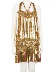 Gold Embellished Mini Dress