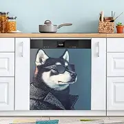AIXIWAWA Dishwasher Magnet Cover Panel Handsome Husky Print 23x26 in for Fridge Washing Machine Magnetic Decoration for Appliance 1 Pack