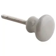 Minimalist Round Ceramic Cabinet Knob, Light Grey