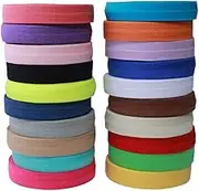 Masokan Solid Color Sewing Fold Over Elastic Stretch FOE & Foldover FOE Trim Elastic Ribbon by The Yard for Hair Ties Headbands (5/8" Wide, 1.5 cm Wide, 20 Yards, Mix 20 Colors)