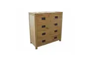 MF Solid Oak Timber 5 Drawer Chest Of Drawers