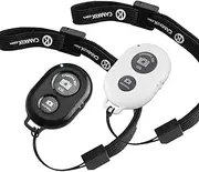 CamKix Camera Shutter Remote Control with Bluetooth Wireless Technology - Capture Pictures/Video Wirelessly at 30 Ft Compatible with iPhone/Android - Wrist Strap 2 Pack - Black & White