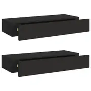 vidaXL Wall-mounted Drawer Shelves 2 pcs Black 60x23.5x10cm