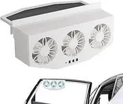 Solar Car Exhaust Fan, Auto Window Vent Radiator, Air Purifier Cooler, Duals Fan System, Suitable for Car, Suv, Truck, Rv, Reduces Heat Buildup, 23x7x11.5cm ABS