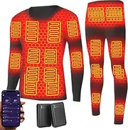 [IMYOGI] Cozy Heating Underwears, Outdoor Sports Electric Thermal Underwear Shirt and Pant USB Battery Power Heated Long Johns Set