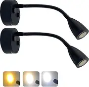 TZnpnor 2 Pack 12-24V RV LED Bedside Light USB Charging Port Gooseneck LED Spotlight, Touch Dimming 360° Rotating Spotlight for Camper Travel Truck Trailer RV Bedside Lamp (Black)