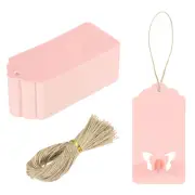200Pcs Kraft Paper Gift Tags String 3.5 x 1.6 Inch Wave Shape Light Pink