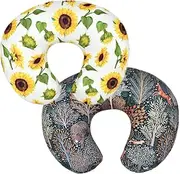 BxuanW 2 Pack Baby Nursing Pillow Cover Newborn U-Shaped Breastfeeding Cotton Pillowcase Cushion Cover Stretchy Replaceable Pillow Cover Slipcover