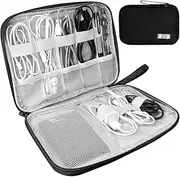 HCFGS Electronics Accessories Organizer Bag, Travel Cable Organiser Bag, Universal Carry Travel Gadget Bag for USB Cable Drive, SD Card, Charger Hard Disk (Black)