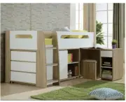 BRAND NEW Charlie Midi Bunk Bed with Lowboy, Cabinet, Desk and Stool
