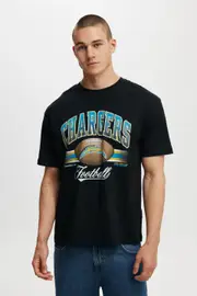 [Cotton On Men] Cotton On Men - Nfl Loose Fit T-Shirt Black - Lcn nfl black/los angeles chargers football L LCN NFL BLACK/LOS ANGELES CHARGERS FOOTBALL