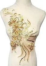 Lace Applique，Embroidered Appliques， Flowers Sequin Tassel Embroidered Appliques Mesh Lace Trims Collar Sew On Patch for Wedding Decoration Dress DIY