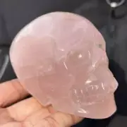 0.49kg Natural rose quartz skull carved Quartz Crystal skull Healing