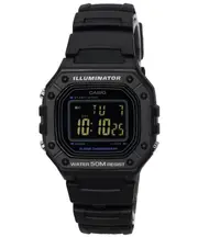 Casio Illuminator Alarm Backlight Calendar Black Quartz W-218H-1B 50M Mens Watch