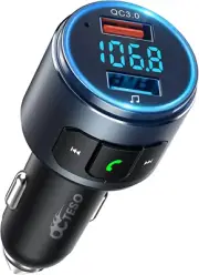 Upgraded V5.0 FM Bluetooth Transmitter Car, QC3.0 & LED Backlit Wireless Bluetoo