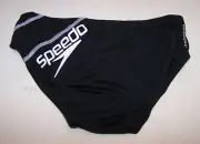 Speedo Endurance Frame Splice Boys Black Printed Trunk Brief Bathers Size 14 New