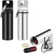 Aluminum Pill Box Container Bottle Keyring Stash Waterproof Organiser Mini