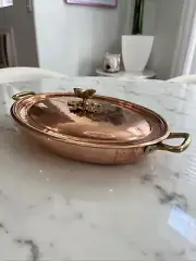 Ruffino Copper Serving Frying Pan 11” With Acorn Lid Brand New Never Used
