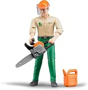 [bruder] Bworld 11cm Forestry Worker Figurine Man w/Helmet/Motor Saw/Canister 4y+