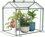 Mini Greenhouse Sturdy Portable Green House with PVC Cover and Roll-Up Zipper Door, 33.5”Lx23.2”Wx32.5”H Indoor or Outdoor Transparent Greenhouse Tent for Plants, Seedlings, Herbs, or Flowers