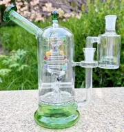 9'' Glass Gene Spin Tornado Water Bong Hookah Pipe Perc Bubbler W/ Ash Catcher