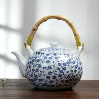 在飛比找樂天市場購物網優惠-茶壺 景德鎮青花瓷大茶壺家用陶瓷泡茶壺1000毫升高白瓷茶壺