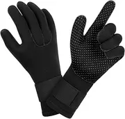 AUAUY Diving Gloves, 3mm Neoprene Five Finger Warm Wetsuit Gloves, Flexible Anti Slip Surfing Glove with Adjustable Wrist Strap for Scuba Diving Snorkeling Surfing Paddling Kayaking Swimming