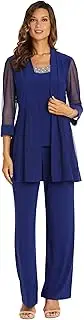 [R&M Richards] 3 Piece Pant Suit with Sheer Inserts, Beaded Nack & Diamante