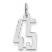 Sterling Silver Silver/Rhodium-Plated Elongated Number 45 Charm