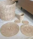 Handicraft Coasters Vintage Rattan Wicker Brown Round Shape Dining Table Mat