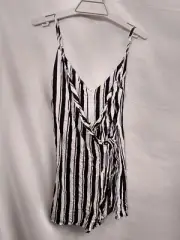 supre black and white striped strappy summer romper size 8
