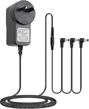 tunghey Guitar Pedal Power Supply Adapter 9V DC 1A Tip Negative, 3 Way Daisy Chain Cables, Power Adapter for Guitar Pedal Bass Effect Pedal Board (9V1Adapter and 1to3)
