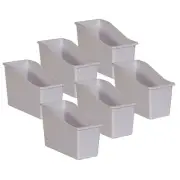 Teacher Created Resources Plastic Book Bin 5.5" x 11.38" x 7.5" White Pack of 6