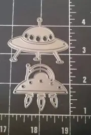 Thin metal die cut tool set 2p outer space alien spaceship flying saucer rocket