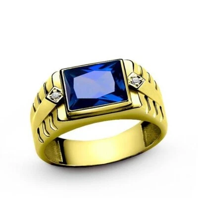 2Ct Emerald Cut Men's Wedding Ring Simulated Blue Sapphire Sterling Silver 925