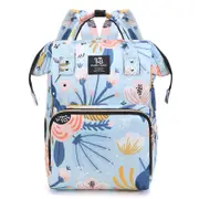 GGP Large Capacity Multi Functional Baby Diaper Backpack Stylish And Travel Friendly Mummy Bag Floral Blue