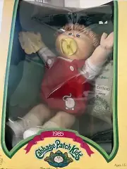 Vintage Coleco 1985 Cabbage Patch Kids Doll in Box Signature Red Jumpsuit