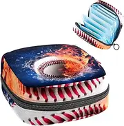 Period Bag,Sanitary Napkin Storage Bag,Baseball Flame Sports Water,Tampon Bag for Purse