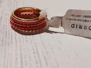 ~NWT TORRID Women's Set of 5 Stackable Gold-Tone Metal & PINK Rings~Size 9~