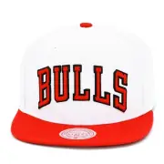 Mitchell & Ness Chicago Bulls Snapback Hat Cap 2-tone White/Red