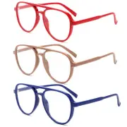 3 Pack Oversized Retro Aviator Reading Glasses for Women 1.75, Mens Classic B...