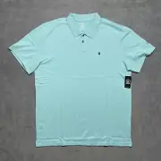 NEW Volcom Middler Tech Polo Shirt 2XL Baby Blue Logo Short Sleeve NWT $50 MSRP