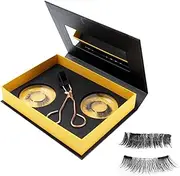 MOGONE Magnetic Eyelashes, Lash Extension Kit, Reusable False EyeLashes, Curler Applicator Magnetic Eyelashes Kit, Including Natural and Dense Models, No Glue or Liner Needed, With Mirror Easy To Wear