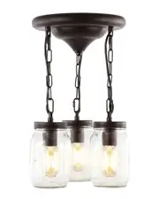 JONATHAN Y Gaines 11in 3-Light Mason Jar LED Semi Flush Mount