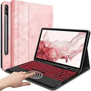 Touchpad Keyboard Case for Samsung Galaxy Tab S8 Plus/ S7 FE/ S7 Plus 12.4 Inch Backlit, 7 Colors Light Detachable Wireless Keyboard for Samsung Tab S8+ 2022/ S7 FE 2021/ S7+ 2020 12.4"