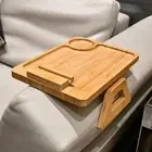 Couch Arm Tray Table Clip on Sofa, Armrest TV Tray Table with 360° Rotating Side