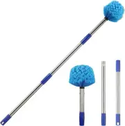 Cobweb Duster with Extension Pole, 4 FT Stainless Steel Pole 4FT, Silver
